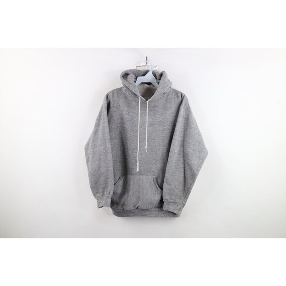 Vtg 70s Russell Athletic Men M Blank Triblend Hoodie Sweatshirt Heather Gray USA